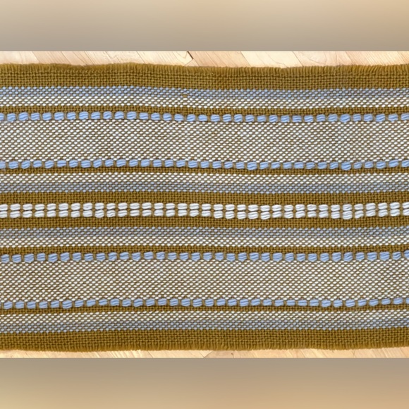 🌽 Chunky Weave Fringe Scarf |Goldenrod & Cream with Blue by Madewell - Picture 15 of 17